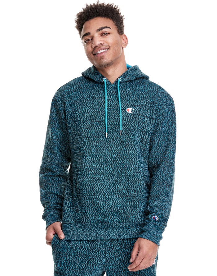 Champion Glitch French Terry Embroidered C Logo Hoodie Heren - Blauw - Belgie 0957GUMEY